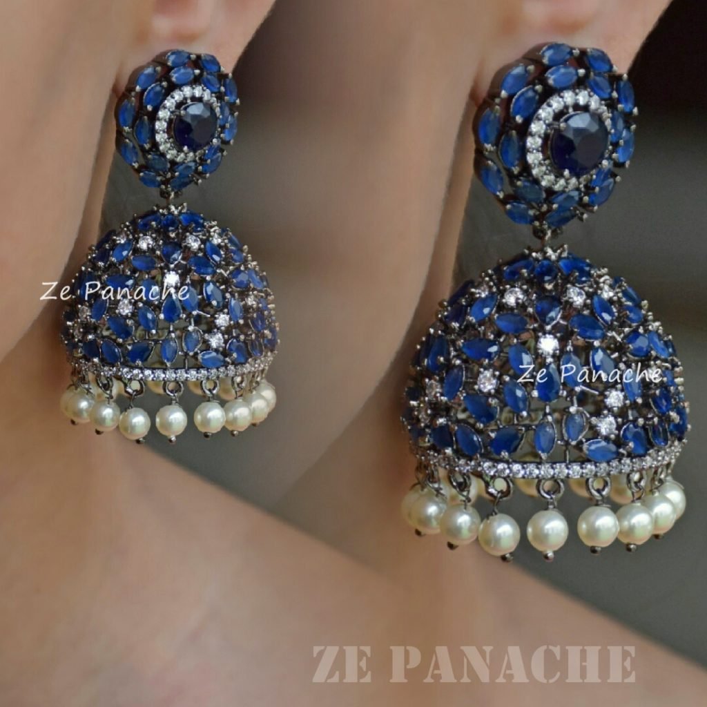 Ambreen Blue Jhumkis