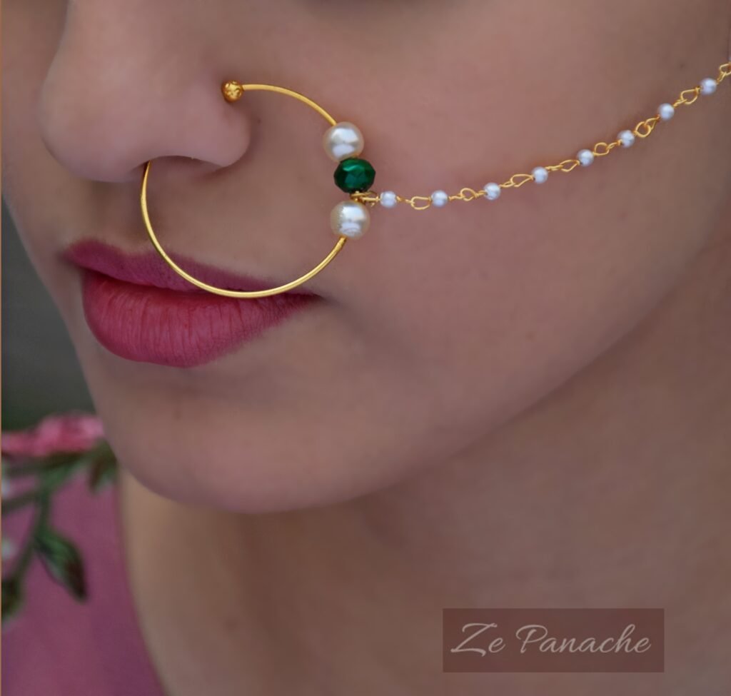 Kaveri Green Bead Nath