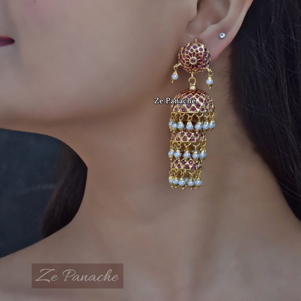 NAHEEDA RED JHUMKIS