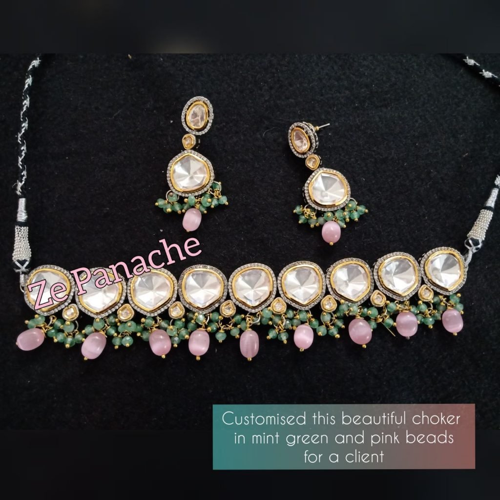 AMANTA GREY POLKI CHOKER SET - Image 2
