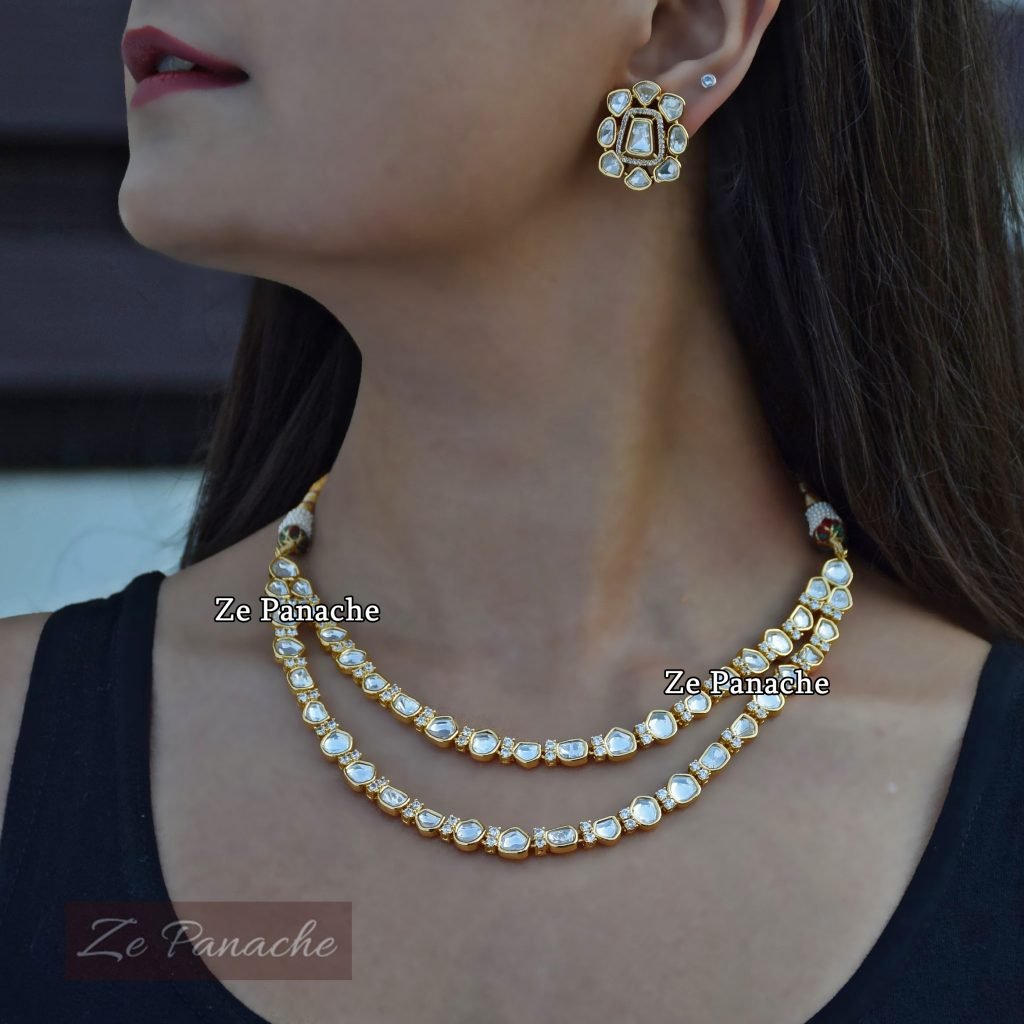 KRYSTELLA GOLD TONE POLKI NECKLACE SET