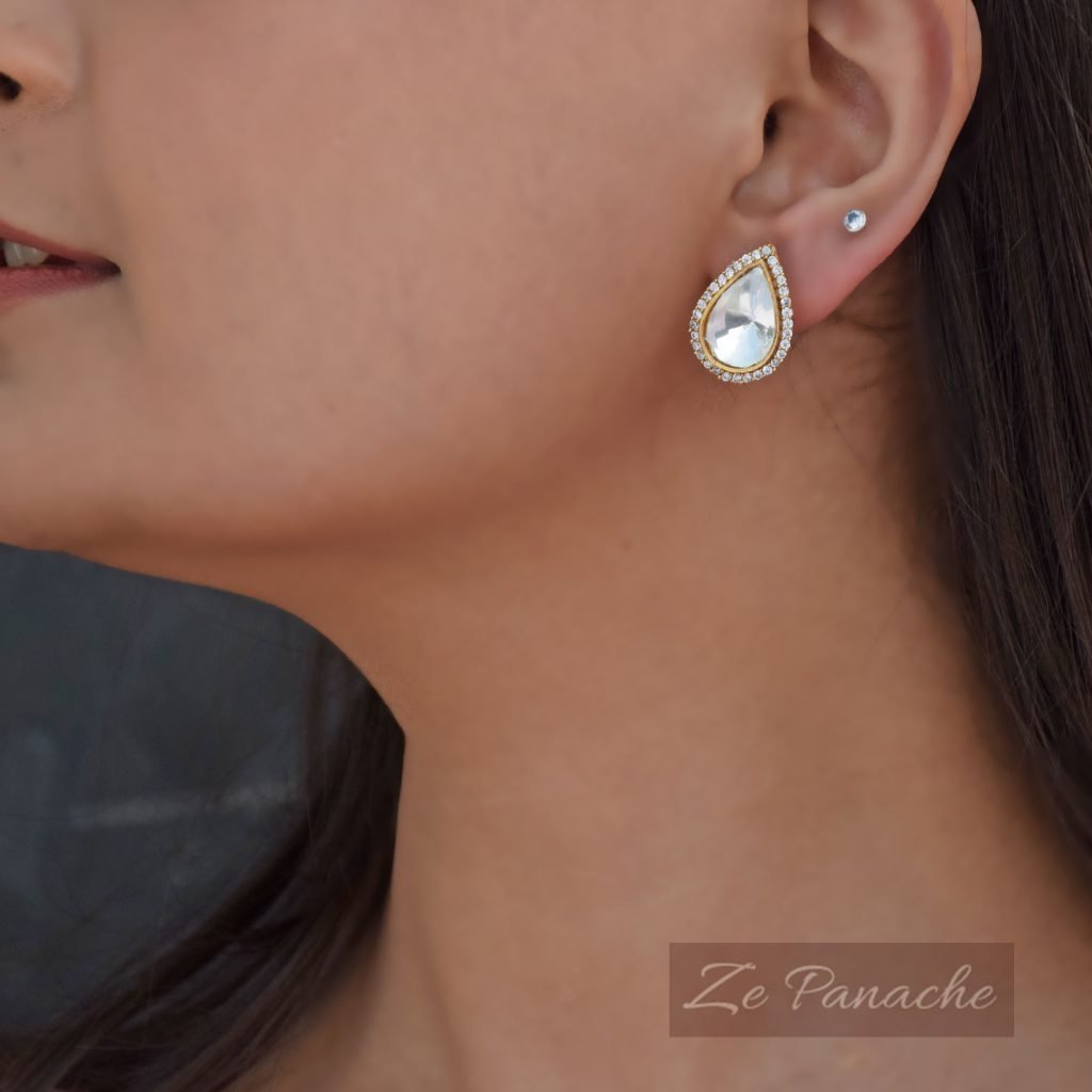 PEAR SHAPED POLKI STUDS