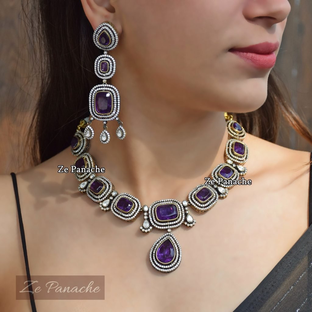 RIYADH PURPLE DOUBLET NECKLACE SET
